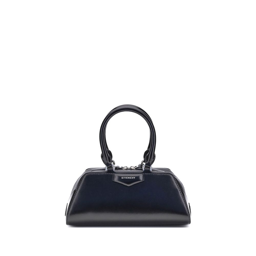 Antigona East-West Mini Handbag In Black Calf Leather