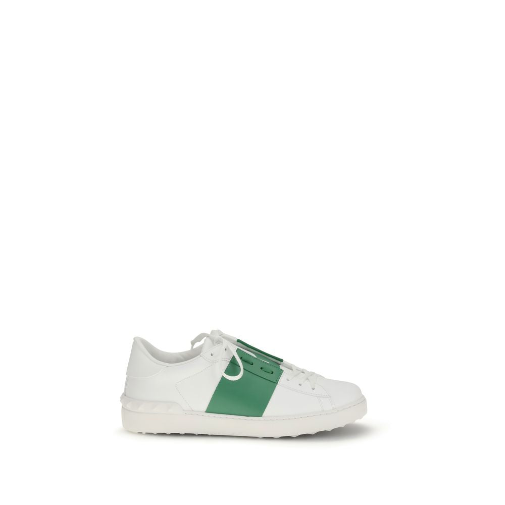 White Calf Leather Open Low Top Sneakers