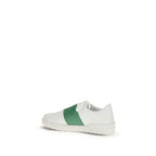 White Calf Leather Open Low Top Sneakers