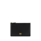 Compact Calfskin Shoulder Bag with Gold-Plated Love Birds Plaque