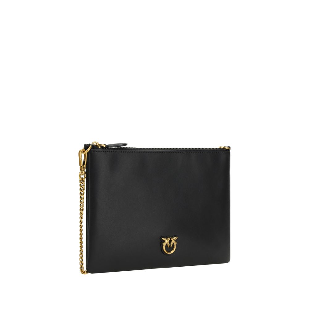 Compact Calfskin Shoulder Bag with Gold-Plated Love Birds Plaque