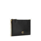 Compact Calfskin Shoulder Bag with Gold-Plated Love Birds Plaque