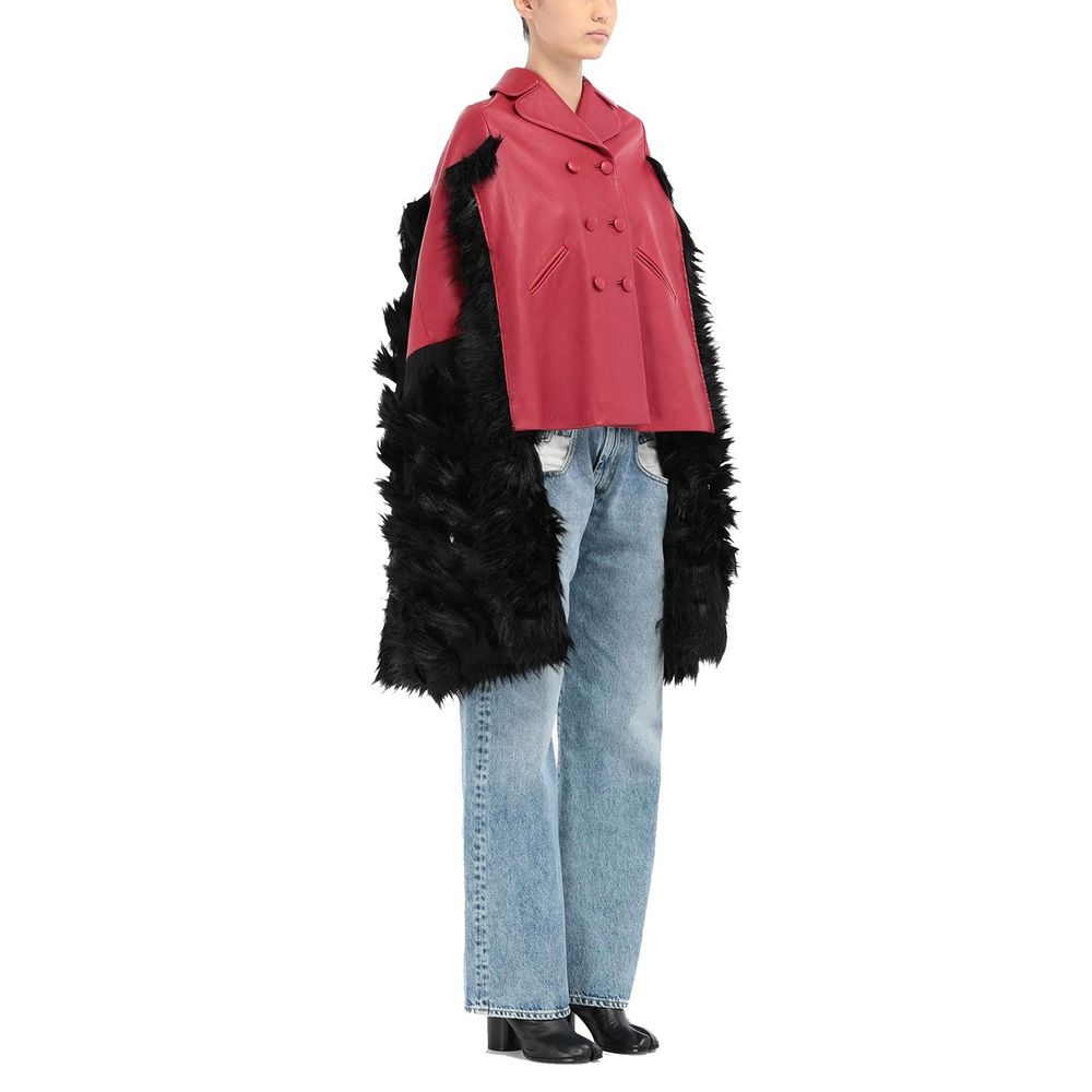 Multicolor Faux Fur Trimmed Cloacks