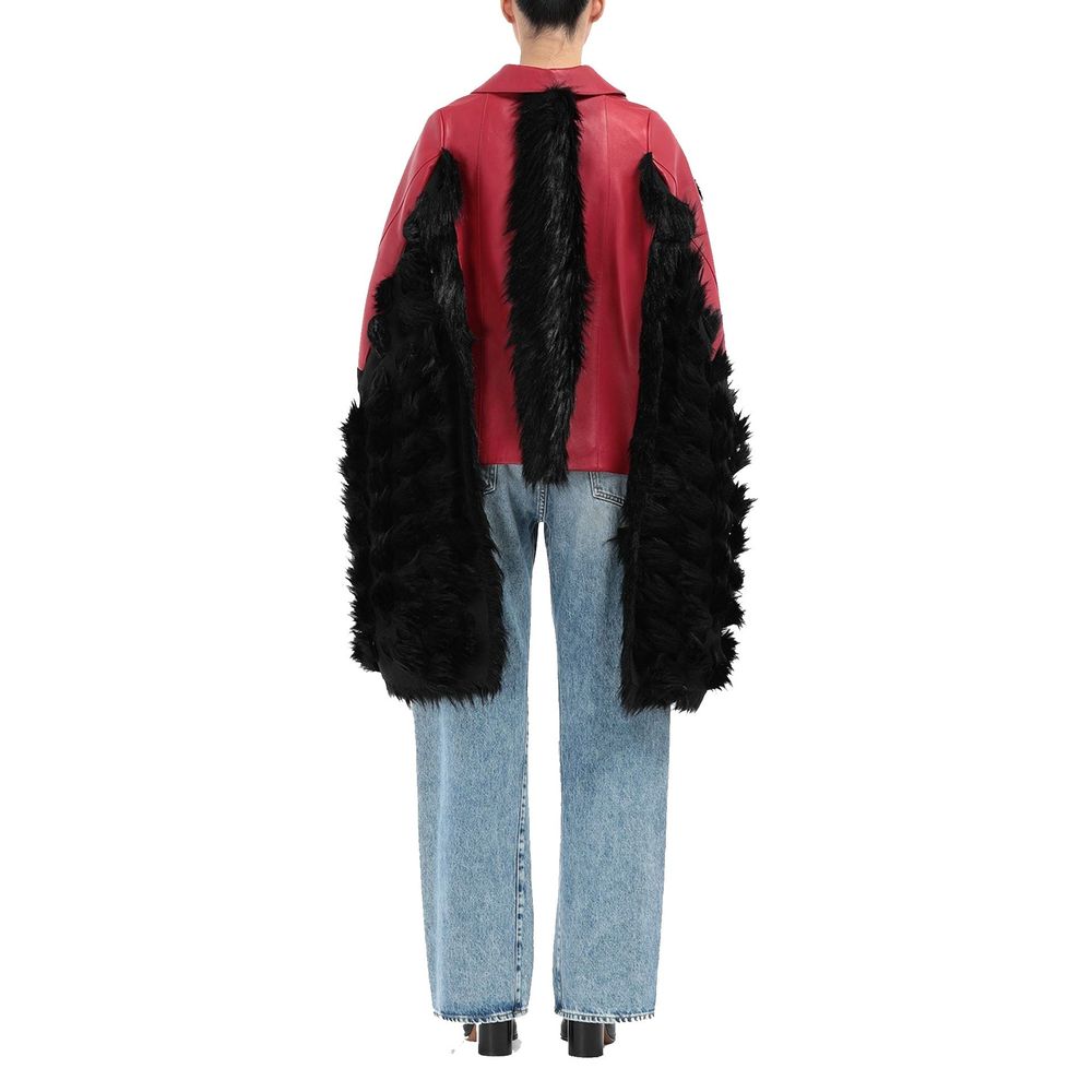 Multicolor Faux Fur Trimmed Cloacks