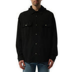 Black Cotton Denim Shirt With Hood