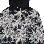 Black Cotton Palm Print Hoodie