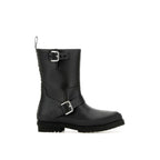 Black Faux Leather Lace-Up Boots