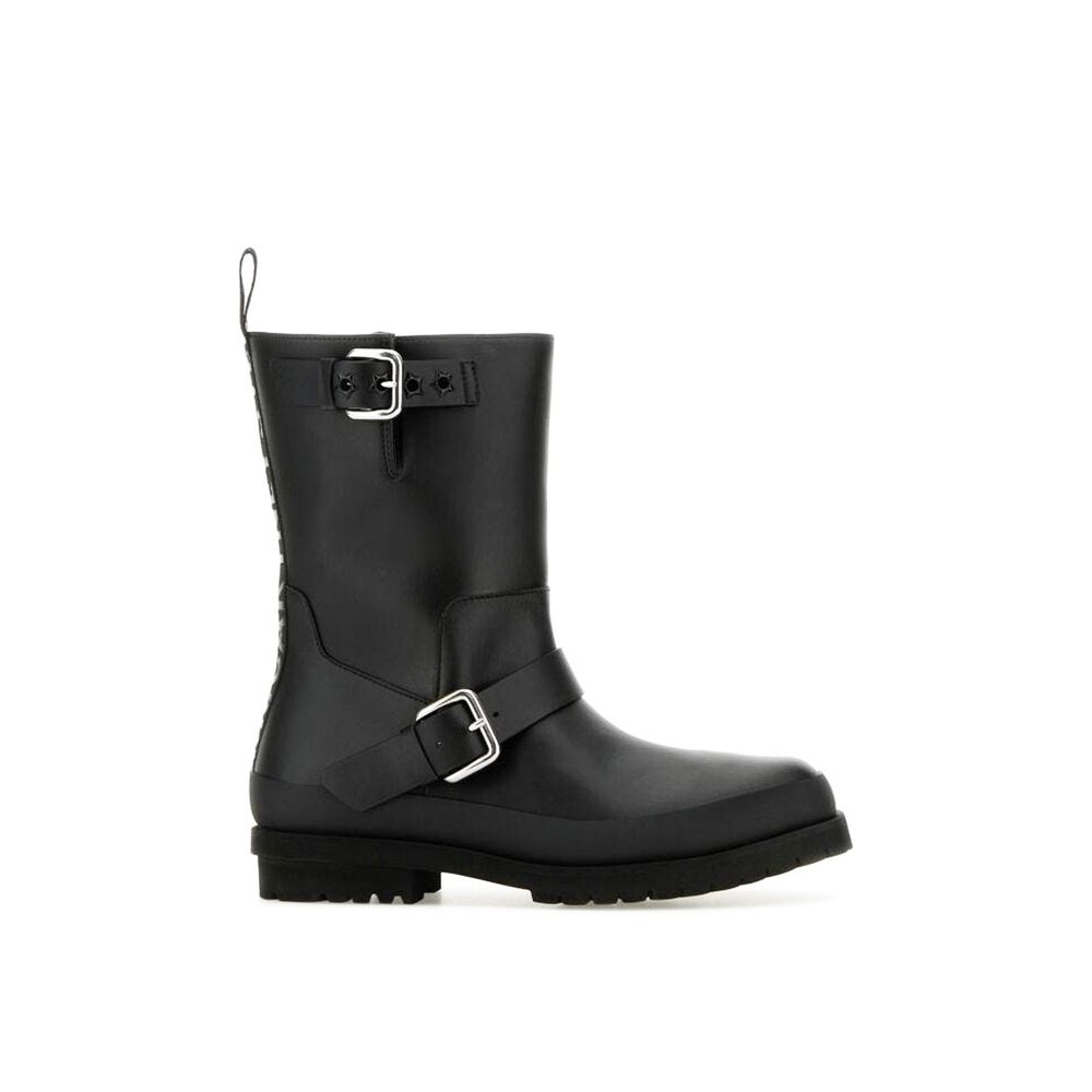 Black Faux Leather Lace-Up Boots