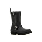 Black Faux Leather Lace-Up Boots