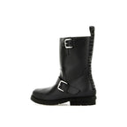 Black Faux Leather Lace-Up Boots
