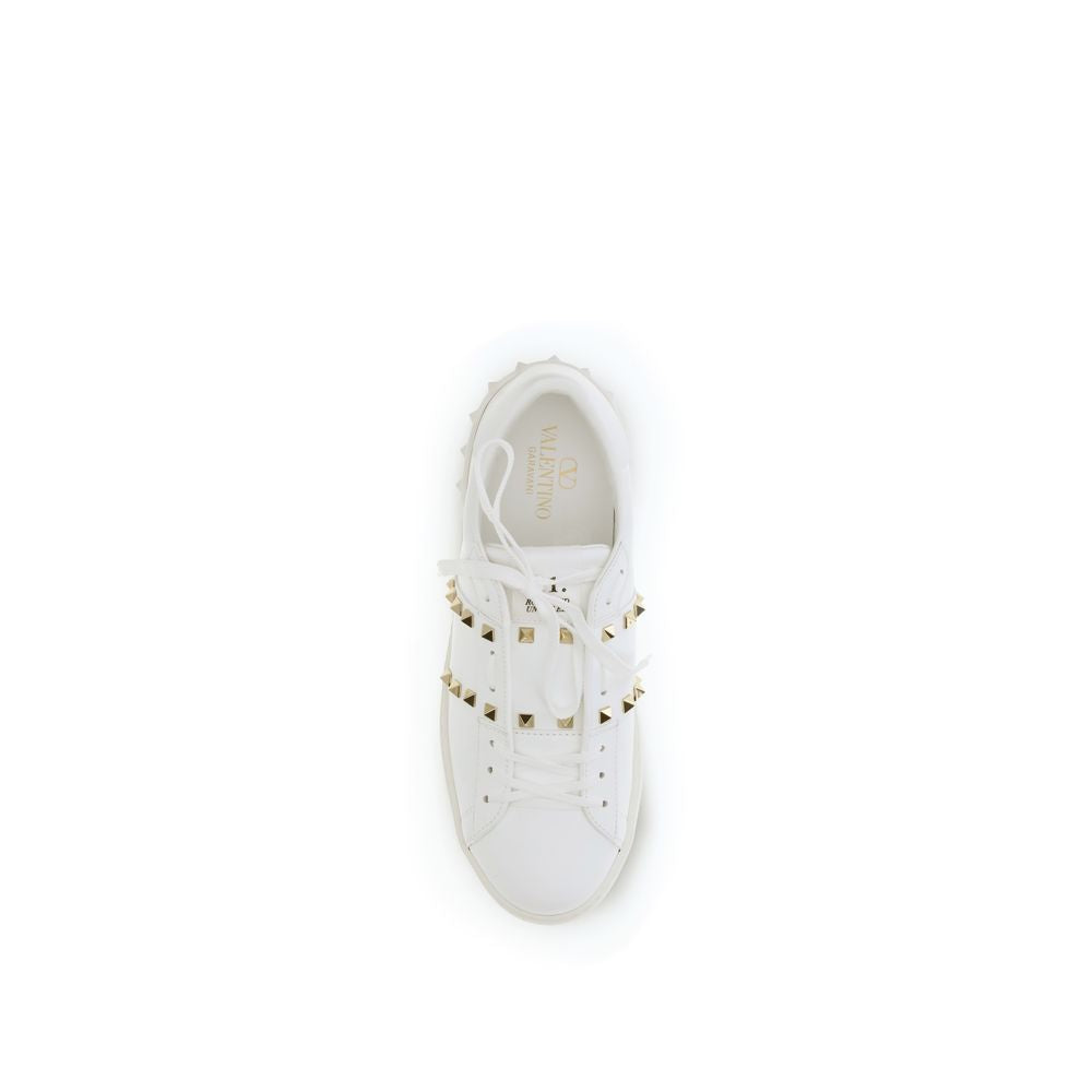 Calfskin Rockstud Untitled Low Top Sneakers