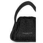 Large Black Fabric Drawstring Handbag
