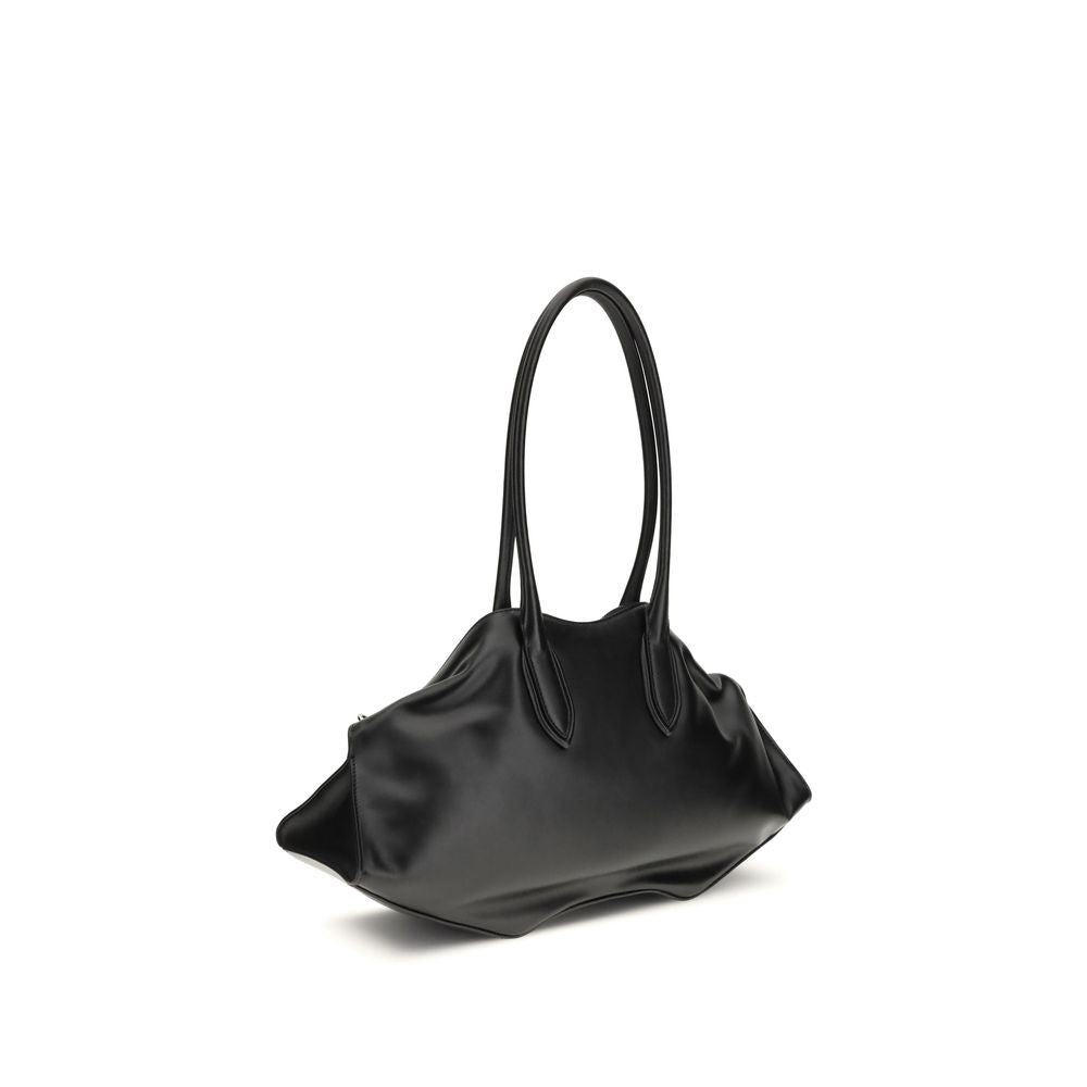 Manta Shoulder Bag in Black Calfskin Nappa Leather