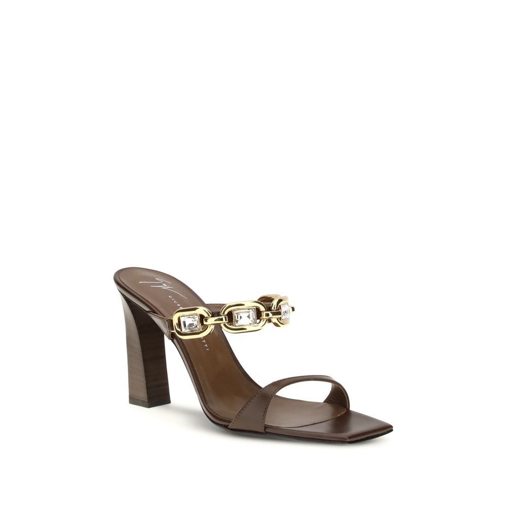 Muse Mules Sandals In Brown Calf Leather