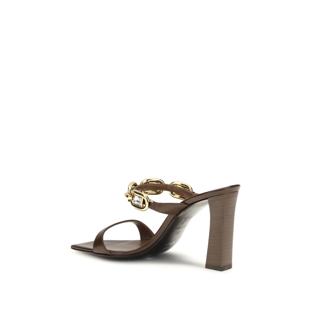 Muse Mules Sandals In Brown Calf Leather