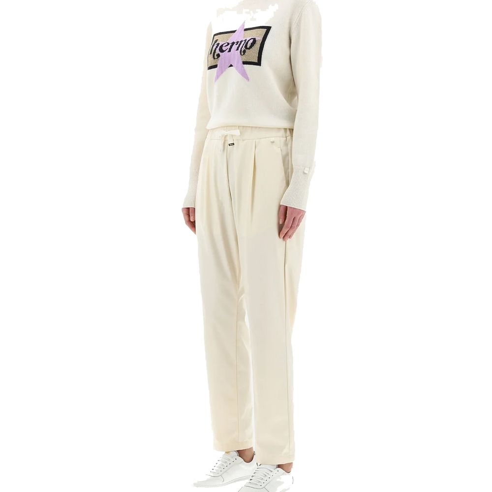 White Polyester Casual Pants