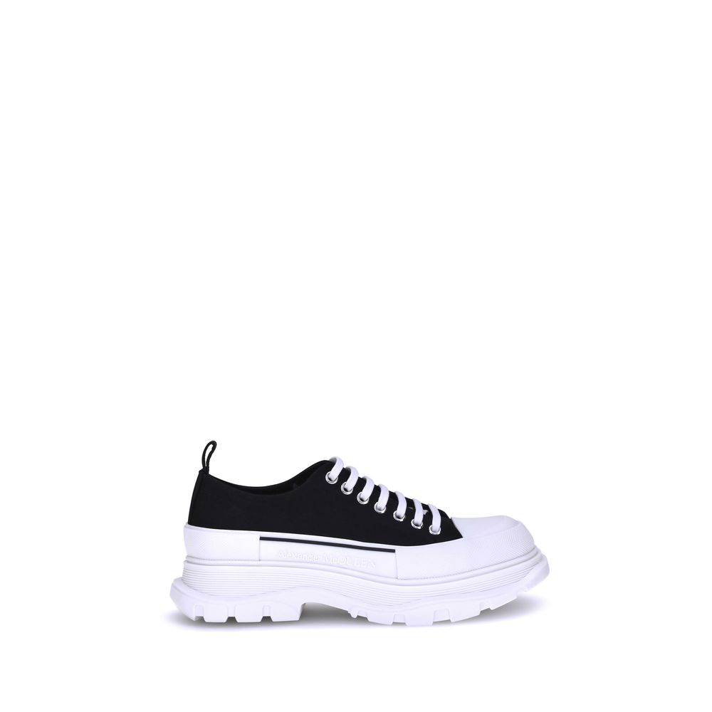 Black Canvas Tread Slick Platform Sneakers
