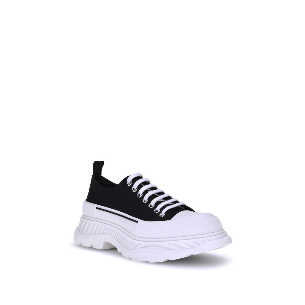 Black Canvas Tread Slick Platform Sneakers