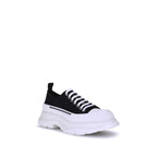 Black Canvas Tread Slick Platform Sneakers