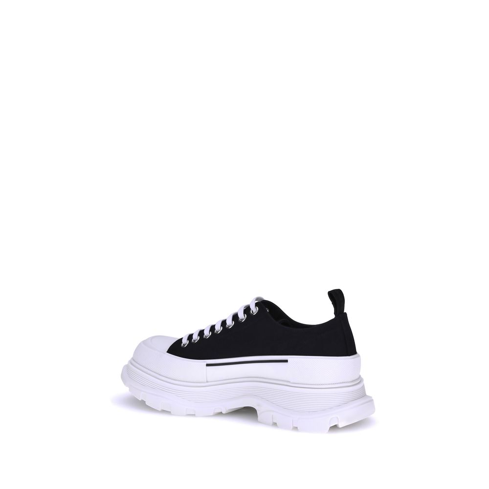 Black Canvas Tread Slick Platform Sneakers