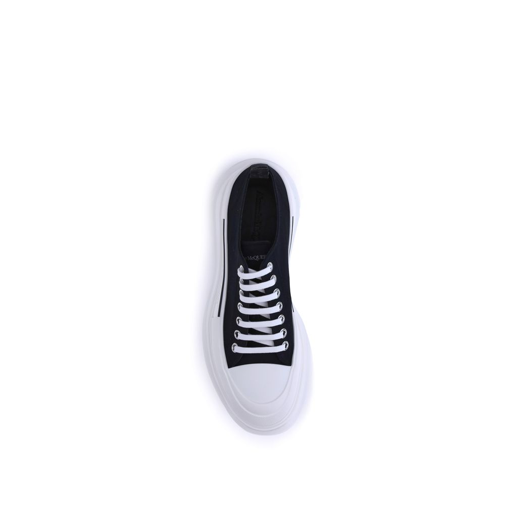 Black Canvas Tread Slick Platform Sneakers