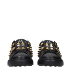 Black Leather Rockstud Sneakers