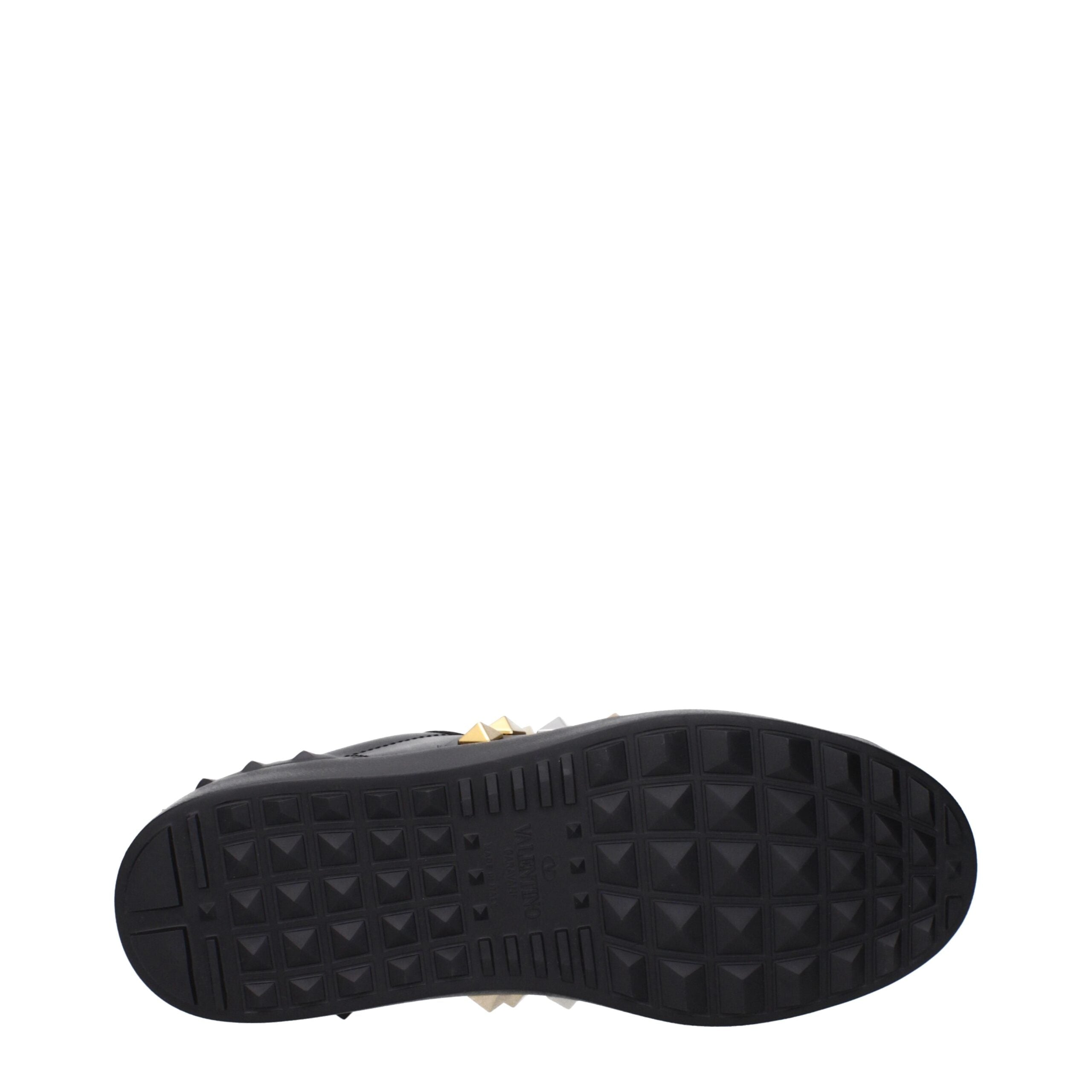 Black Leather Rockstud Sneakers