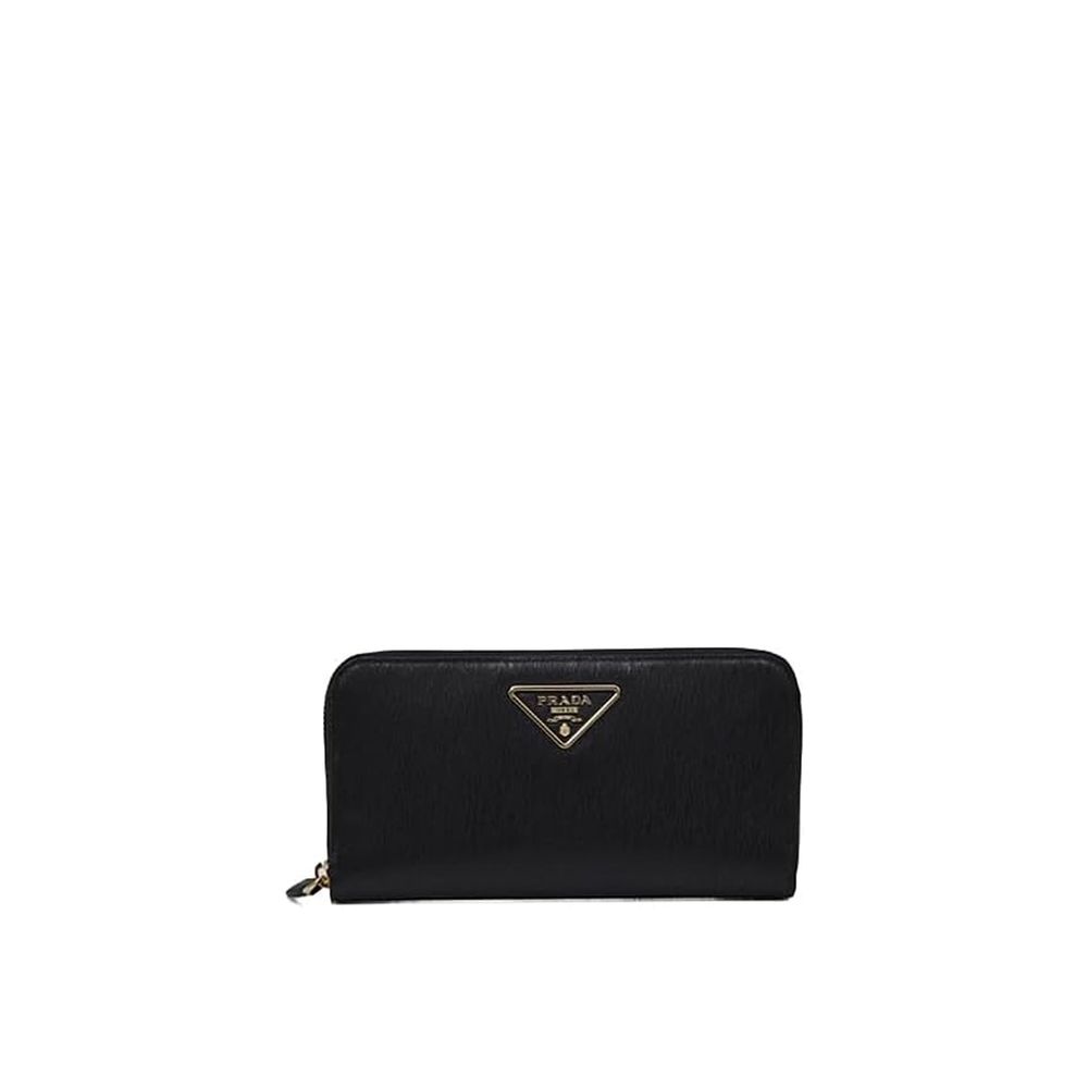 Black Calfskin Zip-Around Wallet