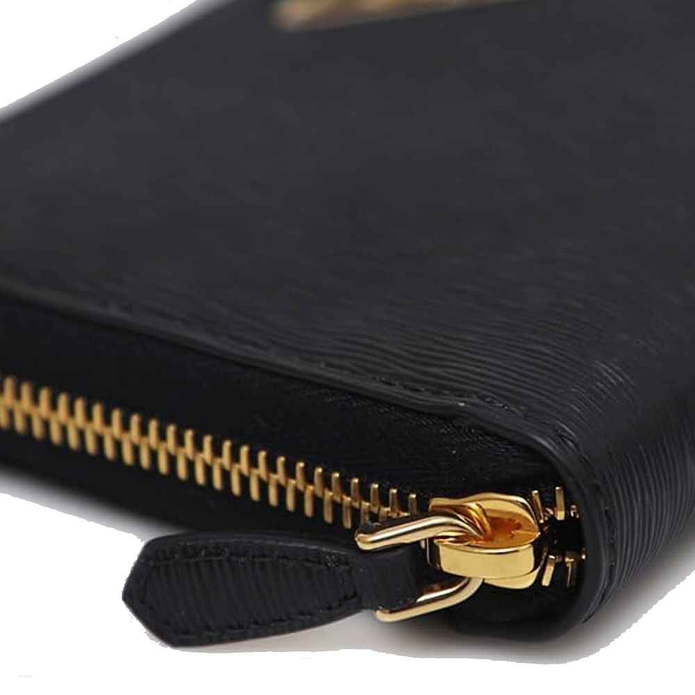 Black Calfskin Zip-Around Wallet