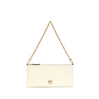 White Calfskin Chain-Handle Shoulder Bag