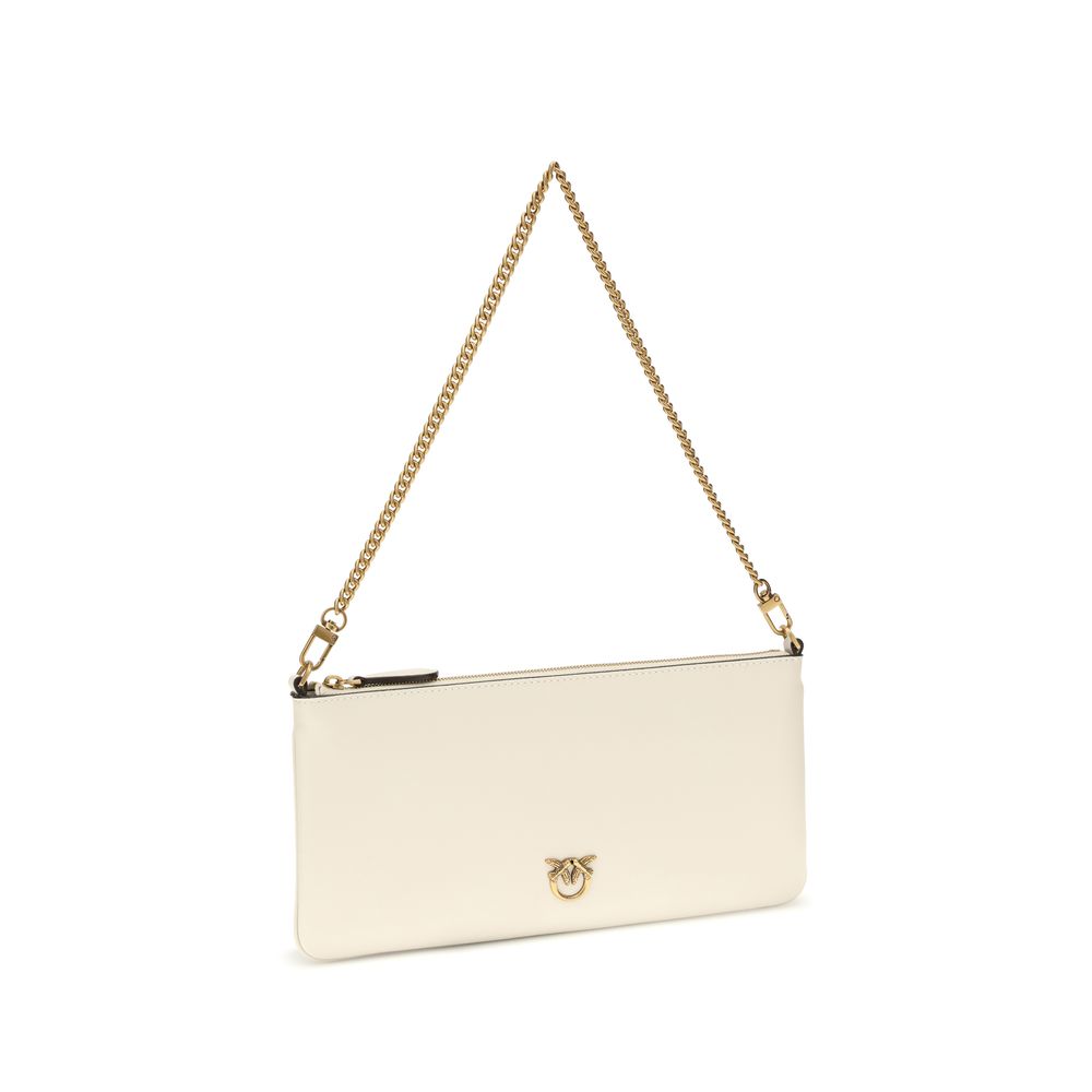 White Calfskin Chain-Handle Shoulder Bag