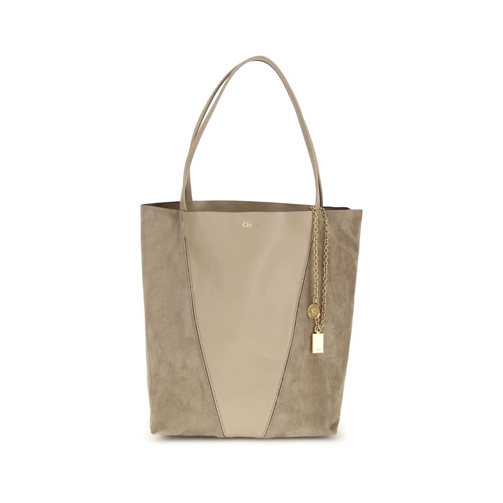 Beige Leather Spin Shoulder Bag