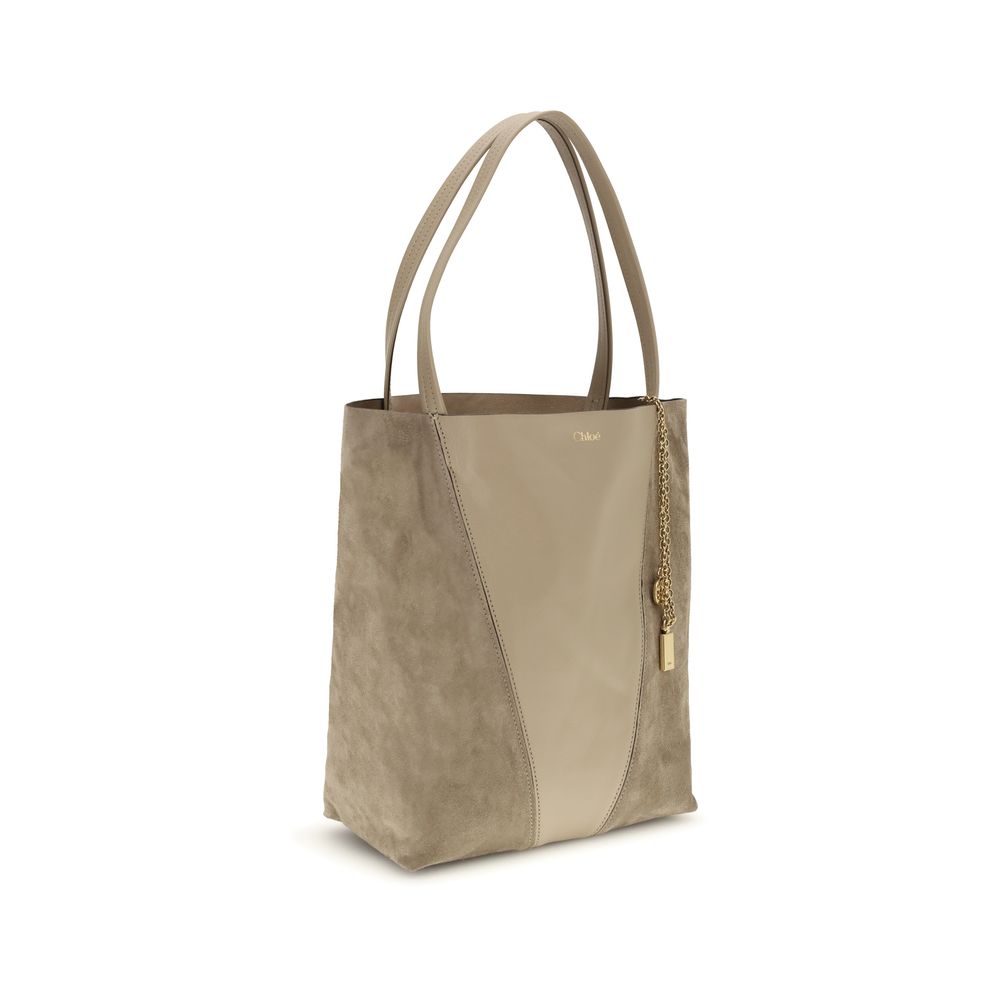 Beige Leather Spin Shoulder Bag