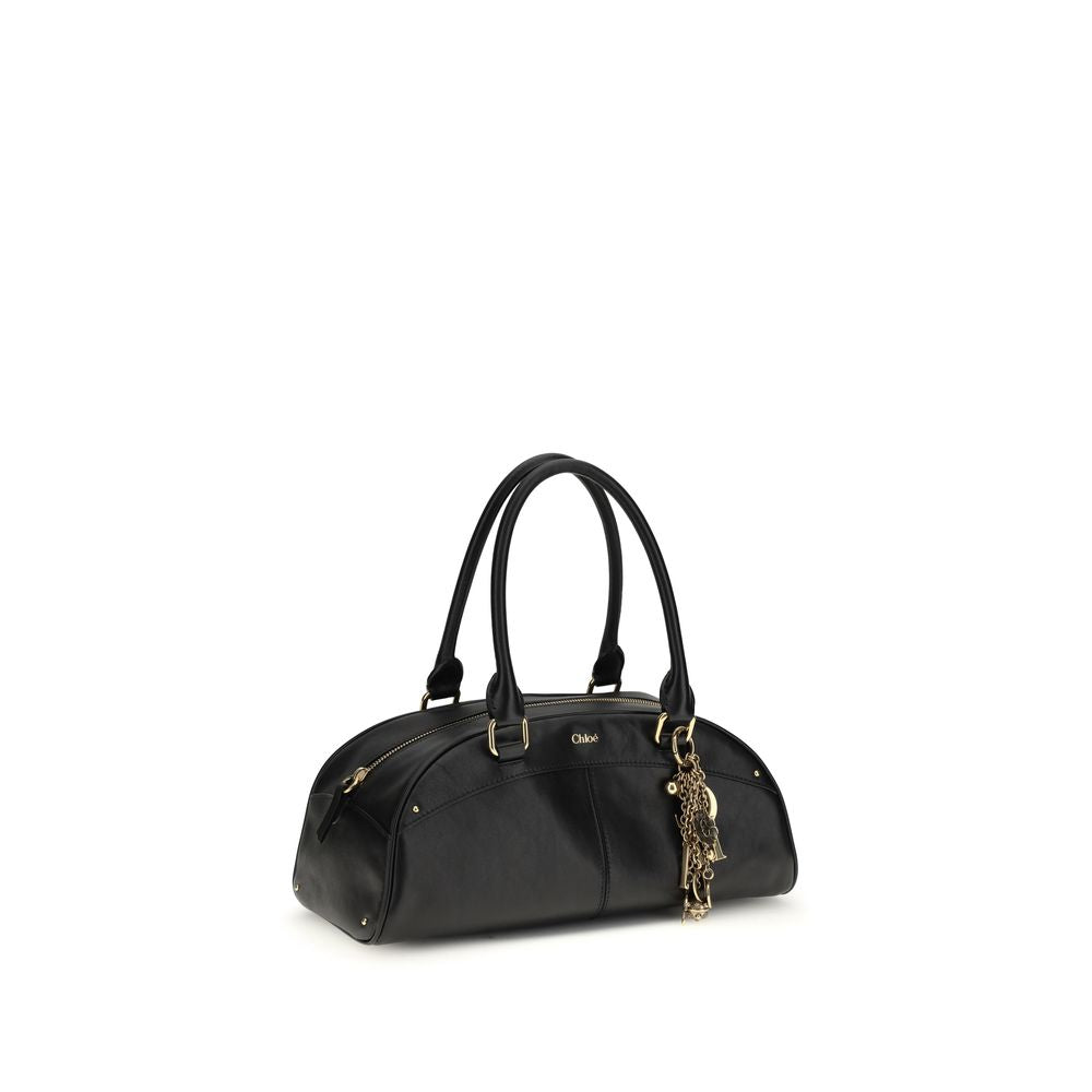 Black Calfskin Bowling Handbag
