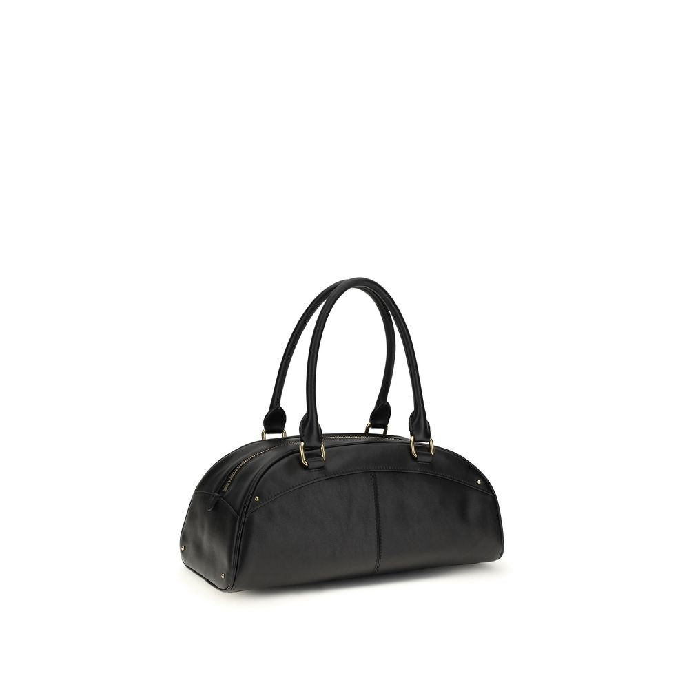 Black Calfskin Bowling Handbag