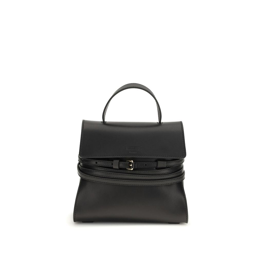 Tie Me Handbag In Black Calf Leather