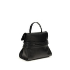 Tie Me Handbag In Black Calf Leather