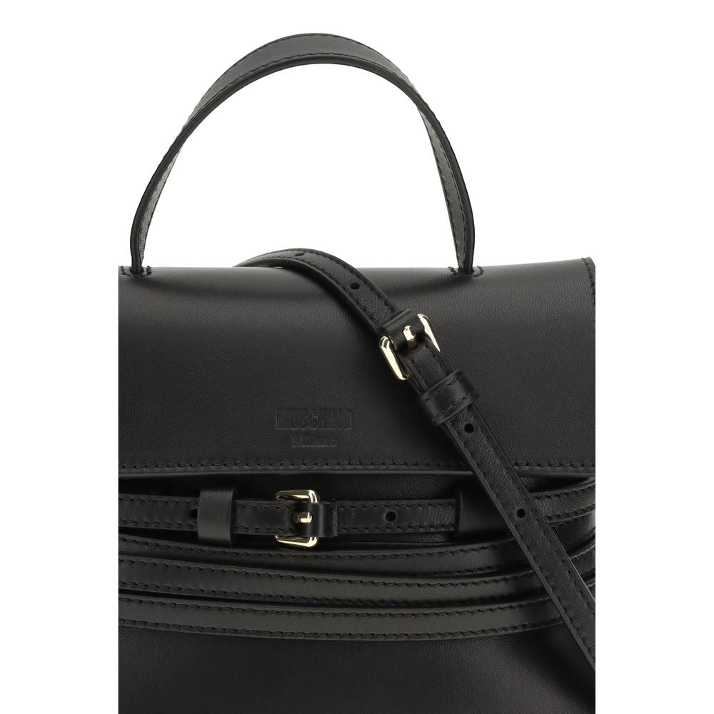 Tie Me Handbag In Black Calf Leather