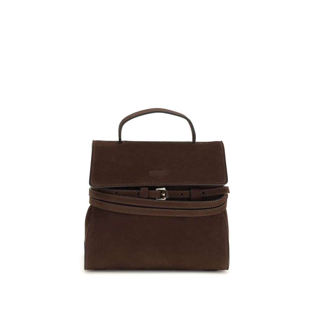 Tie Me Handbag In Brown Calf Leather