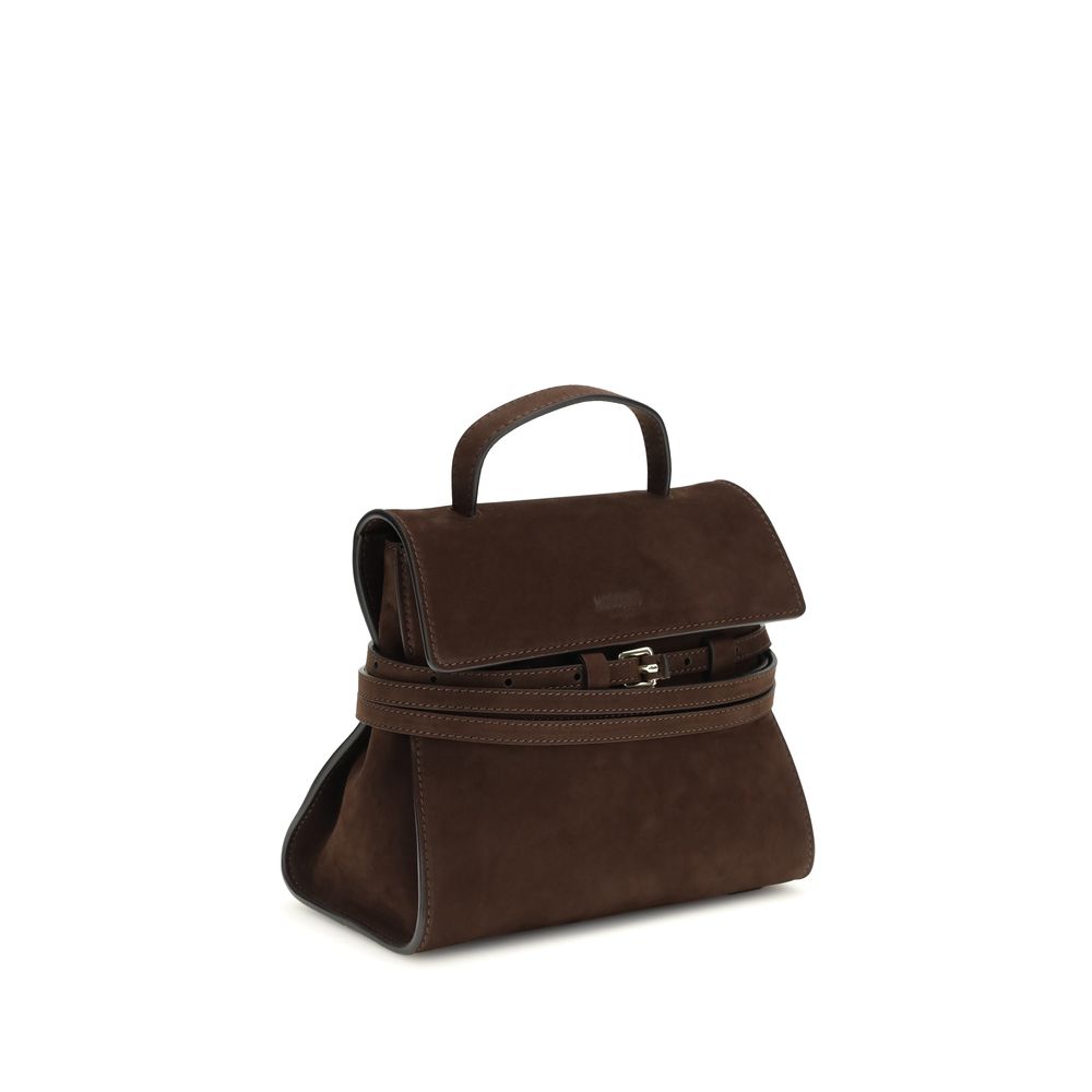 Tie Me Handbag In Brown Calf Leather