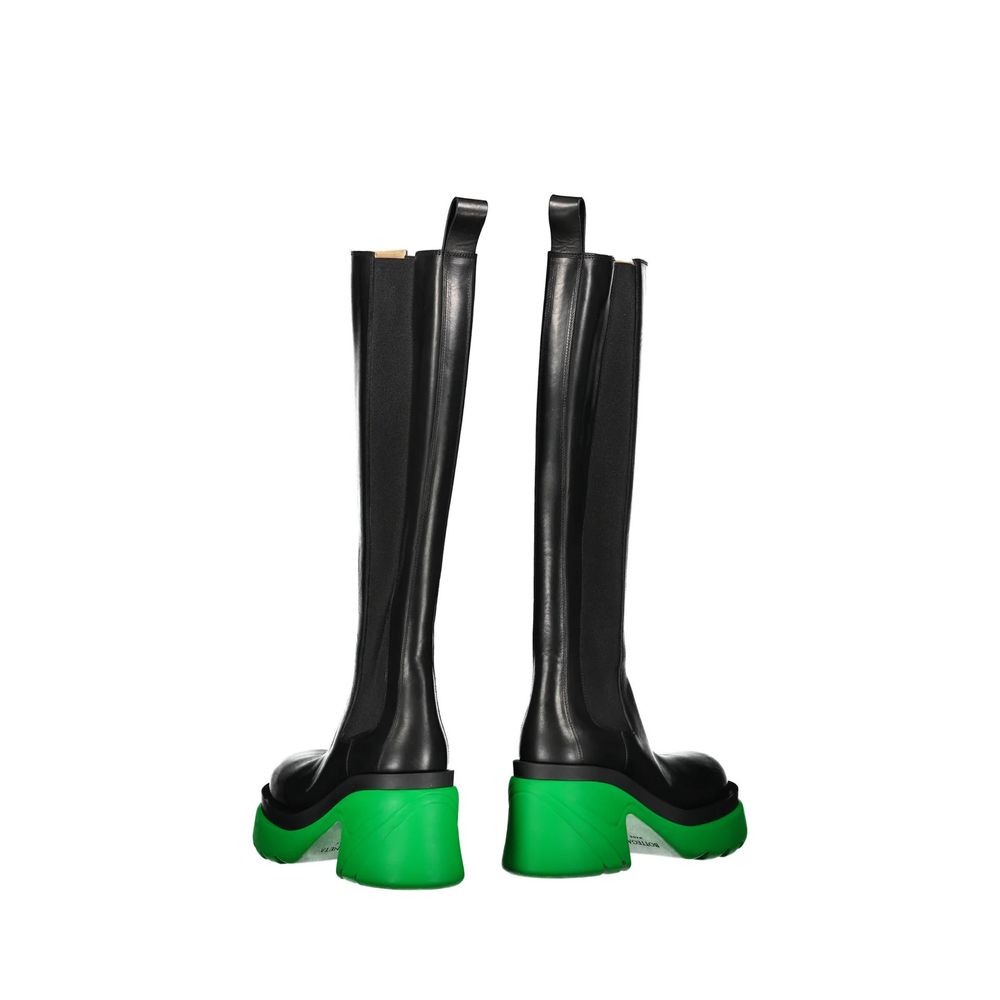 Black Leather Over The Knee Boots