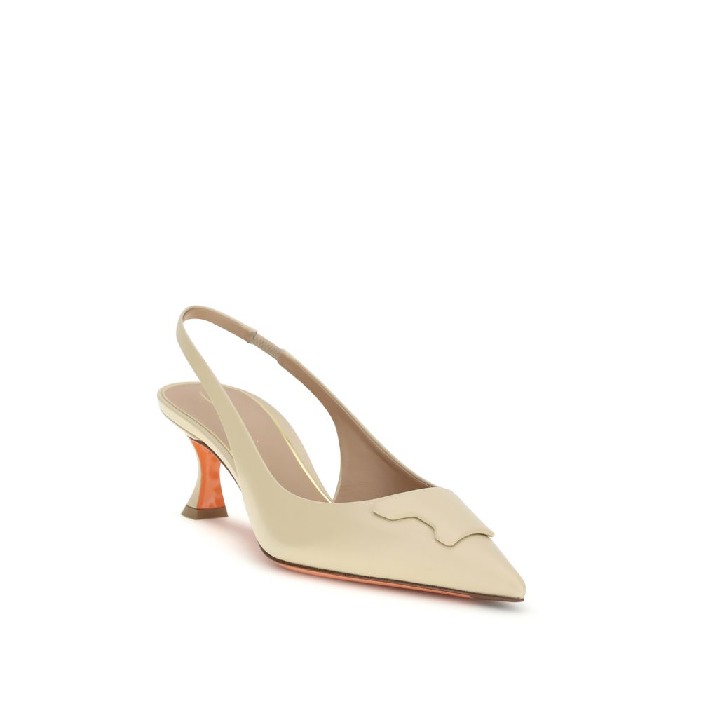 Calf Leather Taylor Slingback Mid Heel Pumps