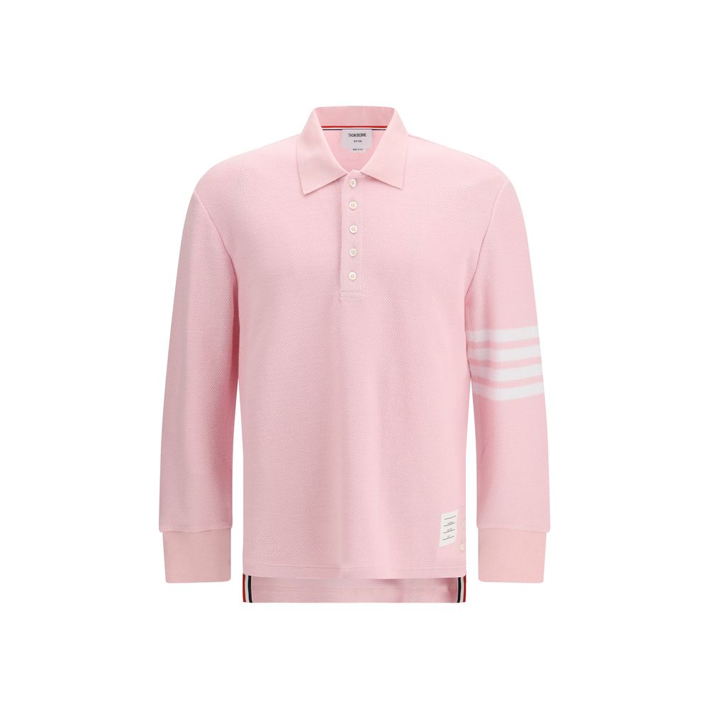 Textured Piqué 4-Bar Long-Sleeve Polo Shirt