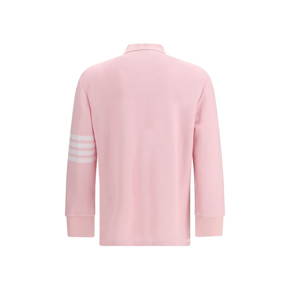 Textured Piqué 4-Bar Long-Sleeve Polo Shirt