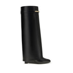 Shark Calf Leather Wedge Boots