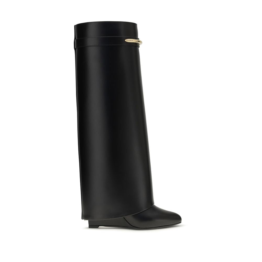 Shark Calf Leather Wedge Boots