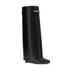 Shark Calf Leather Wedge Boots