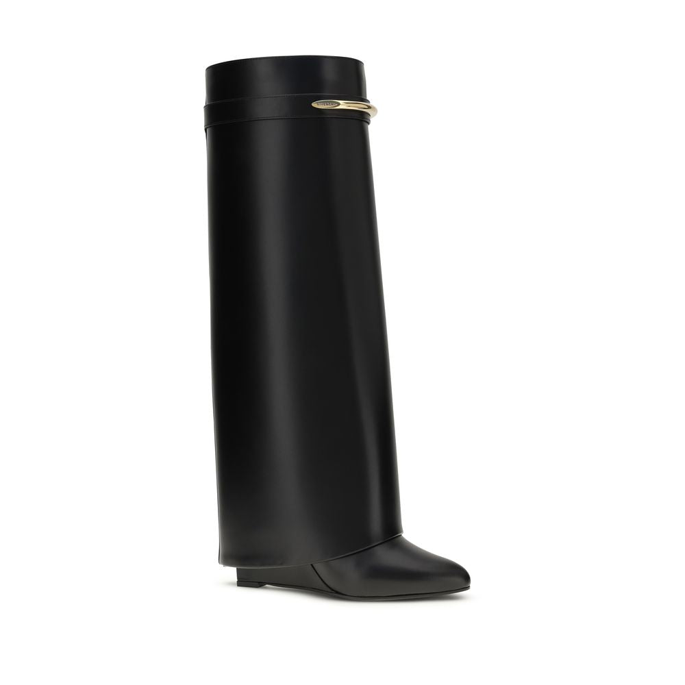 Shark Calf Leather Wedge Boots