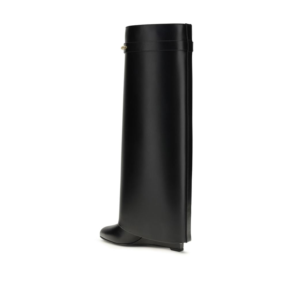 Shark Calf Leather Wedge Boots