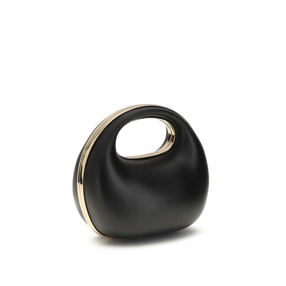 Black Calf Leather Rigid Handbag